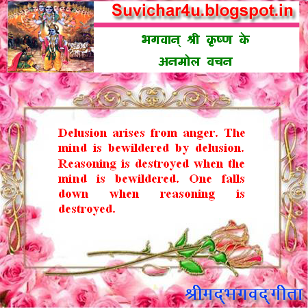 Delusion arises from anger. shri krishna quotes in english