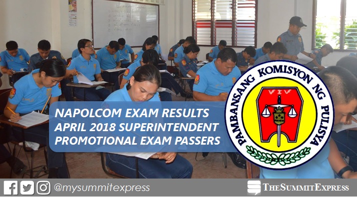 Superintendent Passers: April 2018 NAPOLCOM exam results