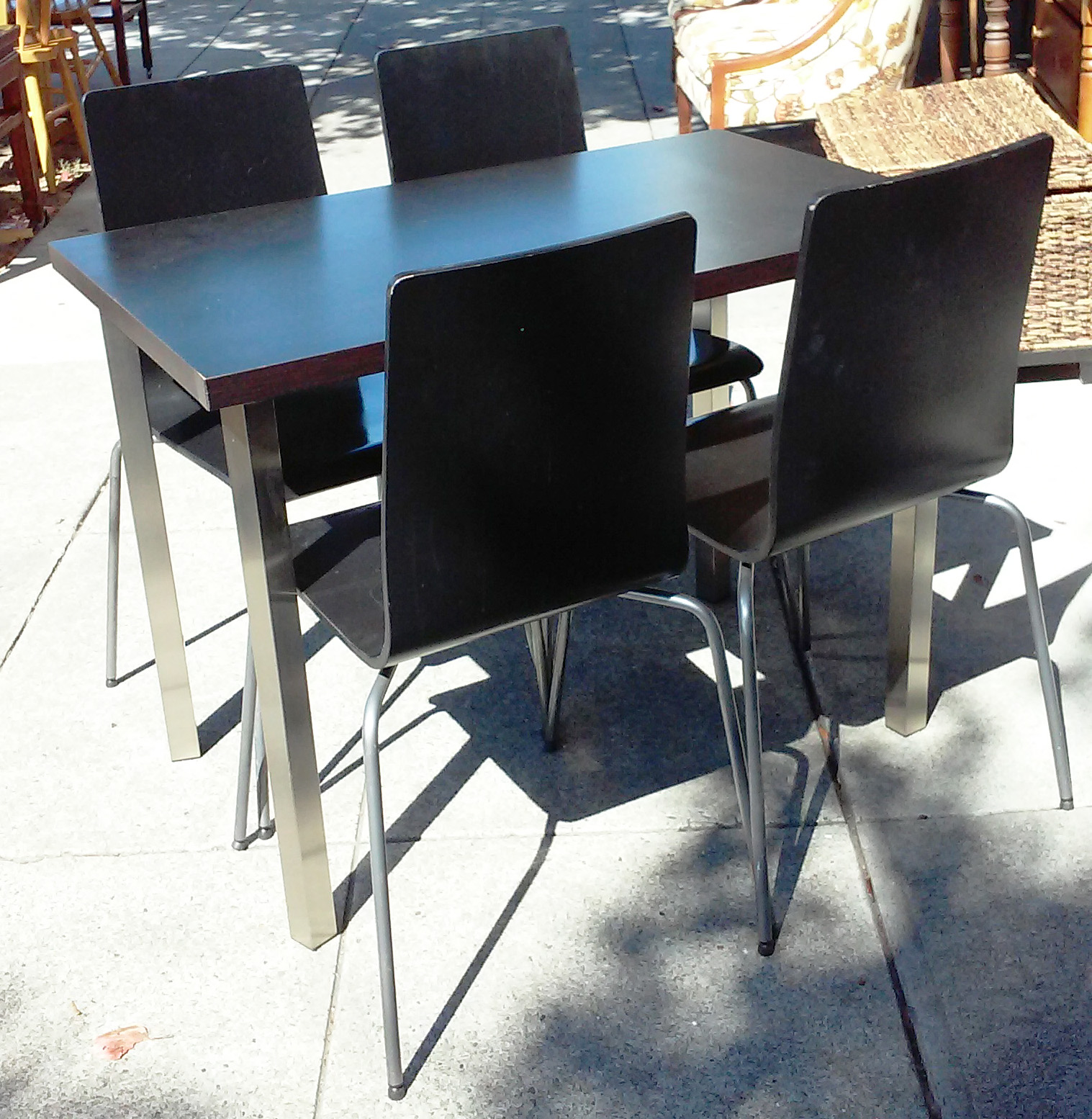 UHURU FURNITURE & COLLECTIBLES SOLD Small Black Table + 4 Chairs 70