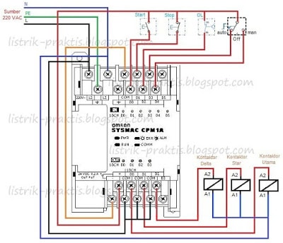 Rangkaian Star Delta Motor 3 Fasa Manual dan Auto ... wiring diagram for 4 pin ke light switch 