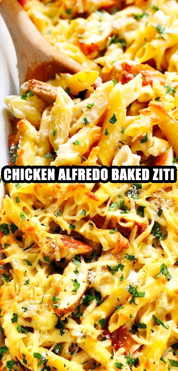 DELICIOUS CHICKEN ALFREDO BAKED ZITI