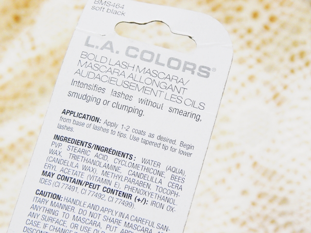 L.A.Colors Bold Lash Mascara Soft Black Ingredients