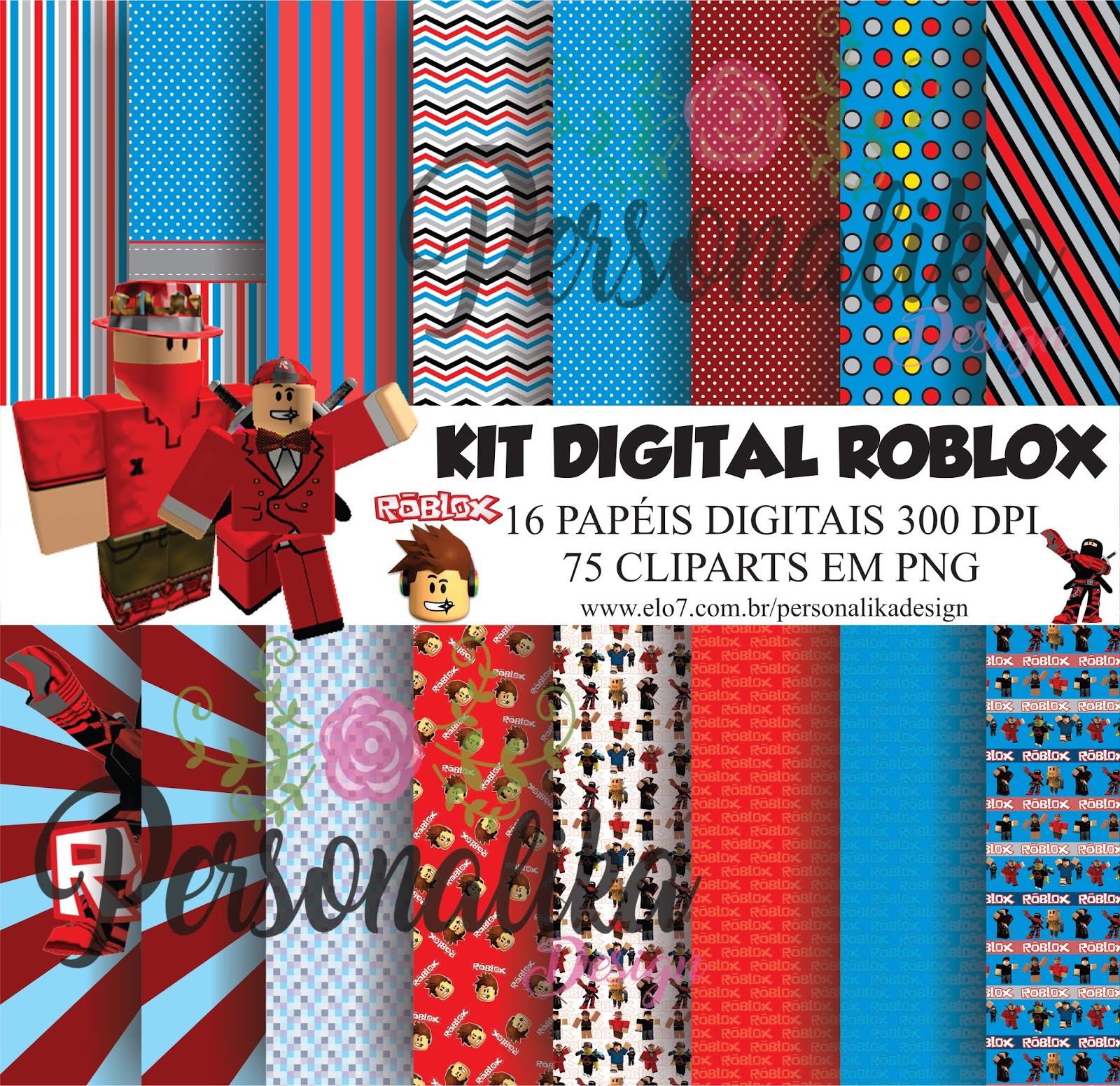 Kit Digital Roblox Scrapbook Arquivo Png