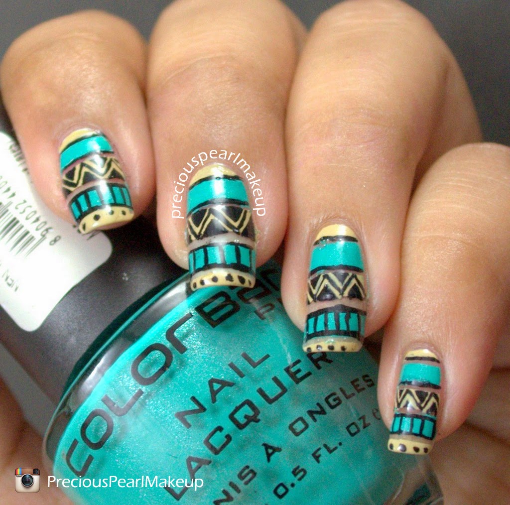 preciouspearlmakeup: Easy Tribal Nails and Tutorial