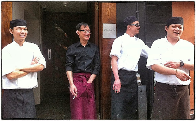 soho chefs taking a break, London 2015