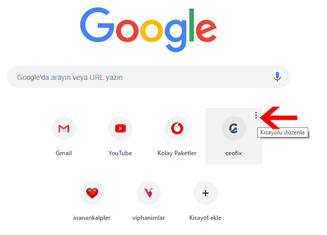 google chrome da kisayollar ekleme