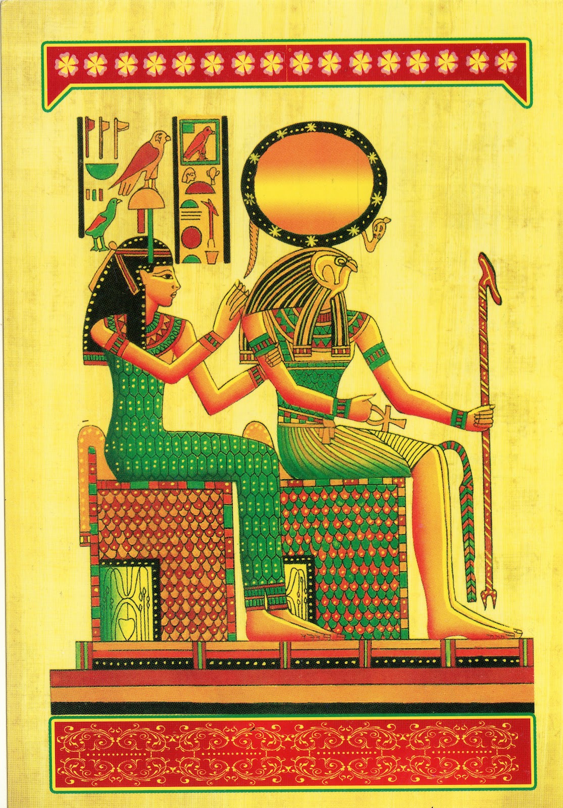 Postcards & Stamps Diary Egyptian Papyri with Pharaonic drawings 1