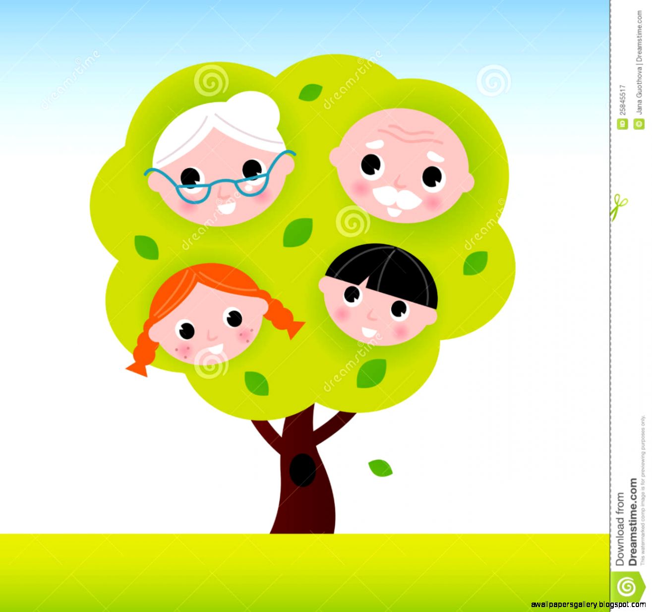 Family Tree With Grandparents And Kids Royalty Free Stock