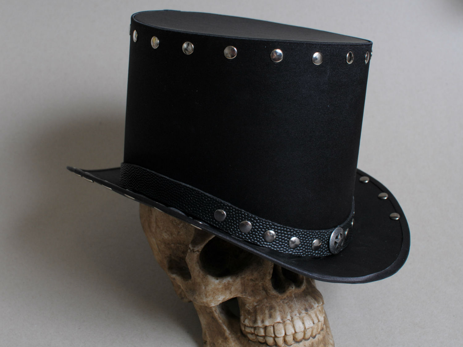Steampunk HatMaker Hard rock hat by SteampunkHatMaker. Black top hat