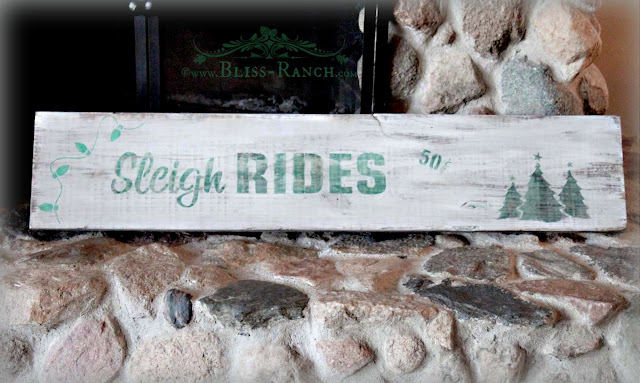 Funky Junk Stencils, Sleigh Rides Sign Bliss-Ranch.com