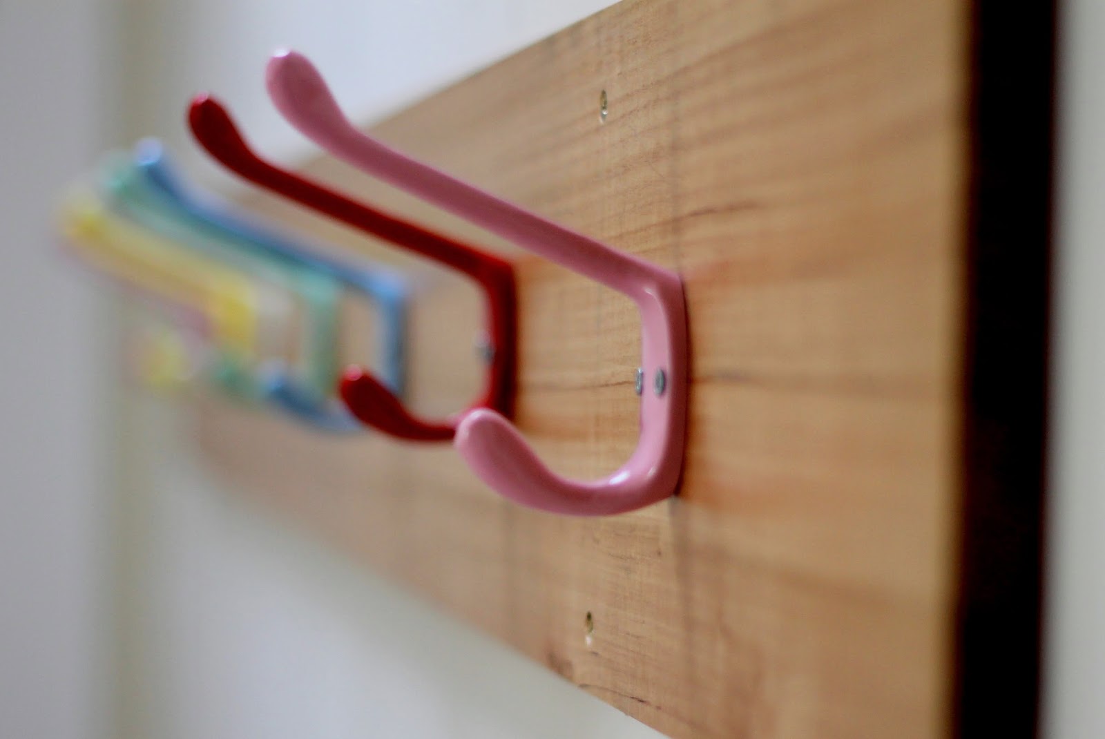living, loving, laughing... a school bag hook wall // getting