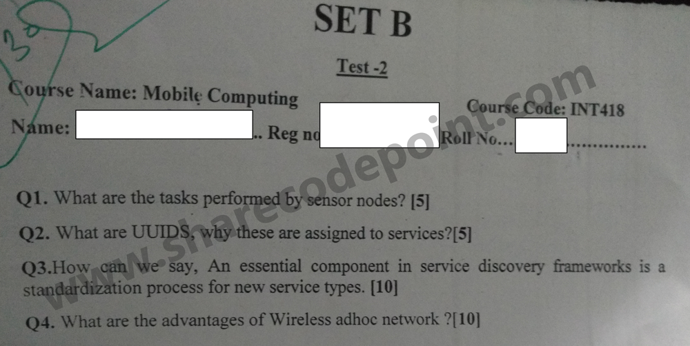 INT418 : Mobile Computing Class Test (CA -3) Questions