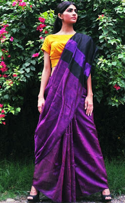 This silk saree blouse design is simple but its make your saree look very comfortable and dashing.