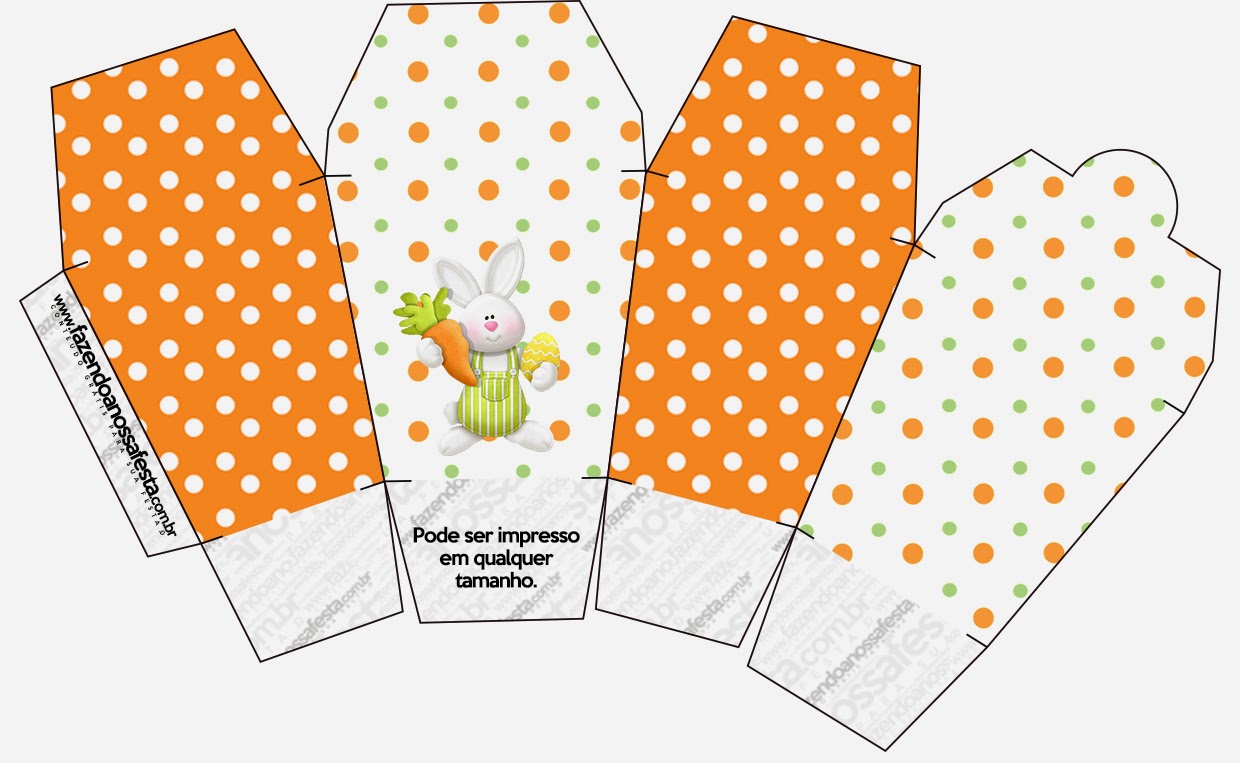 Pascua en Naranja: Cajas para Imprimir Gratis. Caja tipo "de comida china".