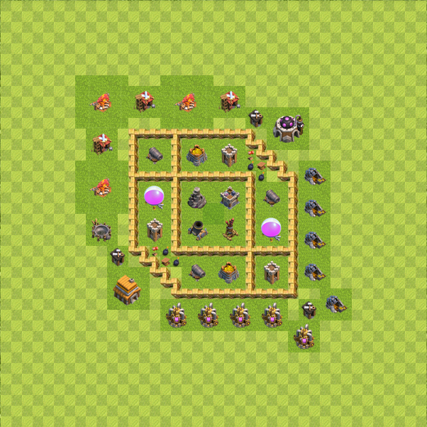 Base Layout Town Hall Level 5 Tipe Farming.