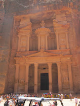 The famous red carved rock "Treasury" Facade at Petra, Jordan