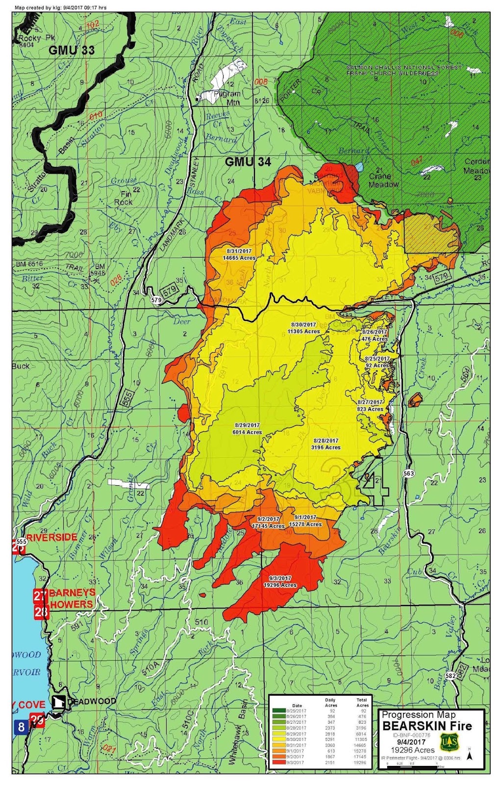 Idaho Fire Information Bearskin Fire Update Tuesday, September 5, 2017