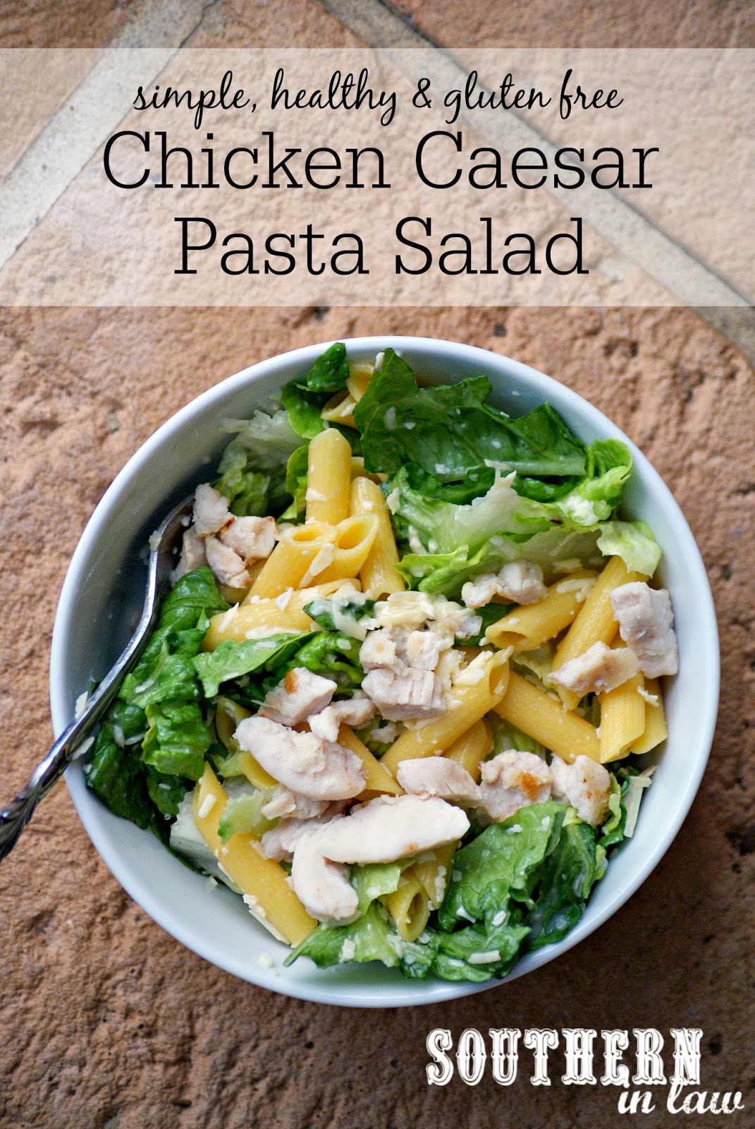 Chicken Caesar Pasta Salad Recipe - low fat, gluten free, healthy, quick dinner recipes, healthy pasta salad recipes