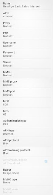 Bendigo Bank Telco APN Settings for Android