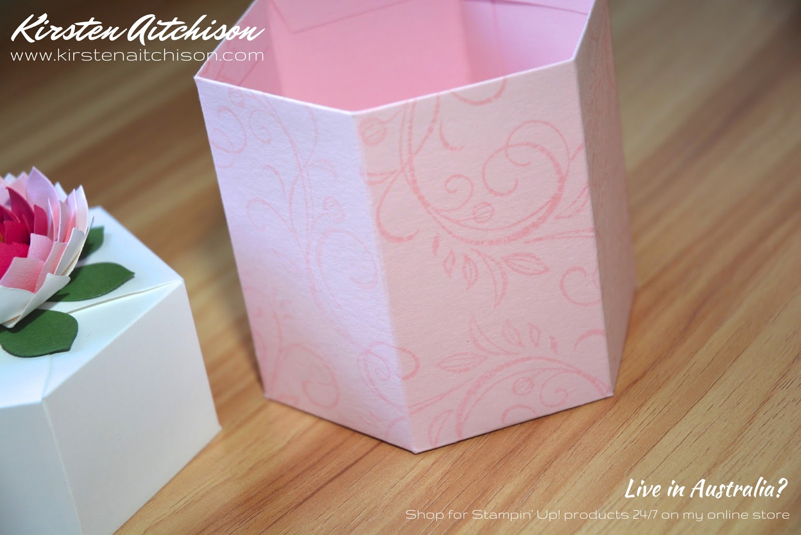 Kirsten Aitchison Handmade with Love Pink Water Lily Hexagonal Gift