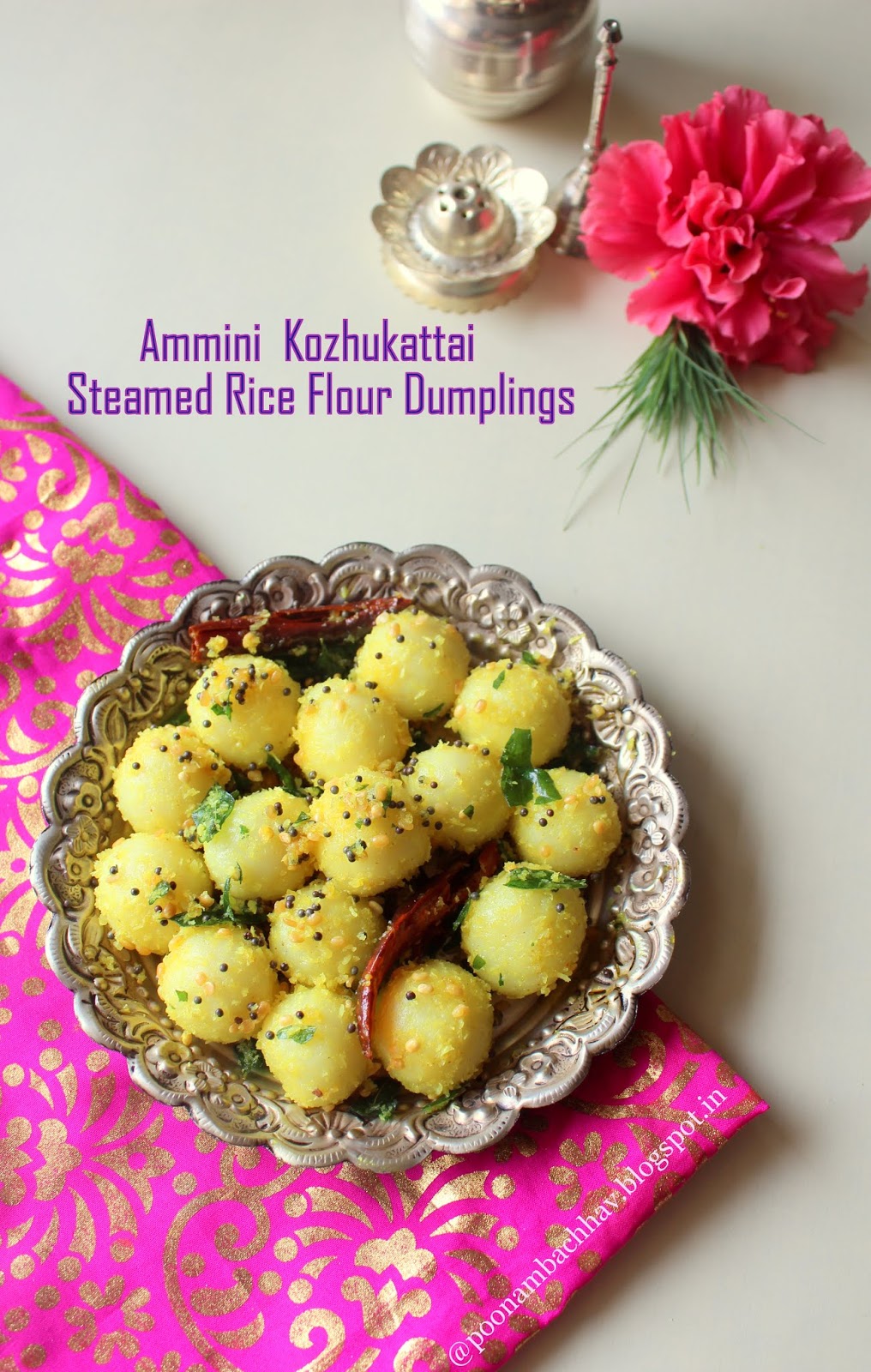 Annapurna Ammini Kozhukattai / Seasoned Steamed Rice Flour Balls
