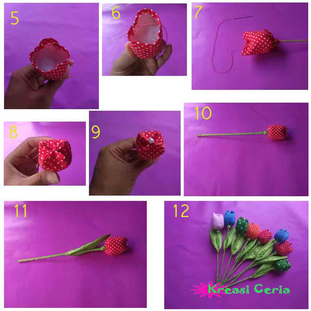 Tutorial Cara  Membuat  Bunga  Tulip  dari  Kain  Perca