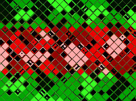Mosaik mit Rot und Grün und Kacheleffekt