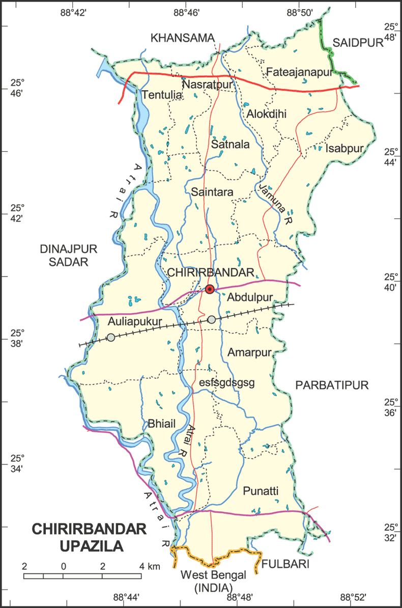 Chirirbandar Upazila Map Dinajpur District Bangladesh