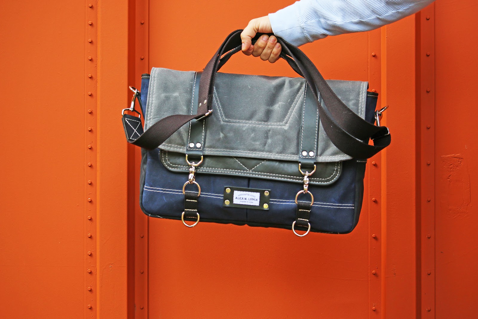 ALEX M LYNCH Waxed Canvas Messenger Bag