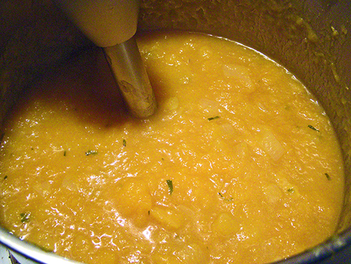 Immersion Blender Pureeing Soup