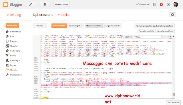 Guida cookie law blogger blogspot - Come inserire popup con avviso sui cookie