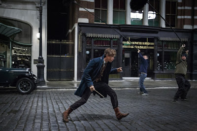 Eddie Redmayne on the set of Fantastic Beasts and Where to Find Them