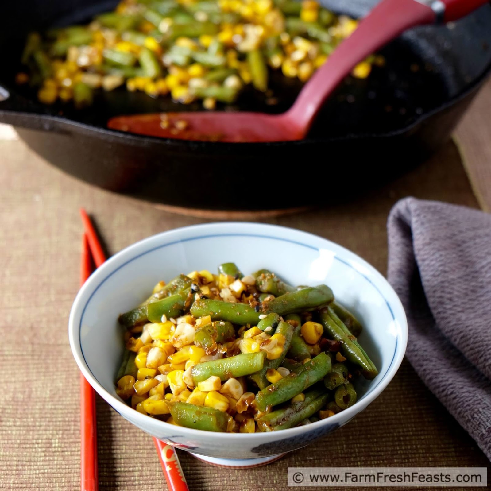 Farm Fresh Feasts Spicy Koreansauced Corn & Green Bean Skillet