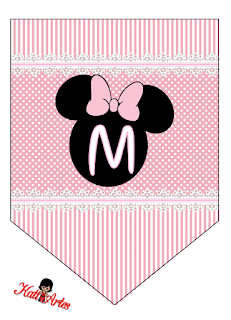 Alfabeto en Banderines de Minnie Rosa. Free Printable Minnie Bunting in Pink.