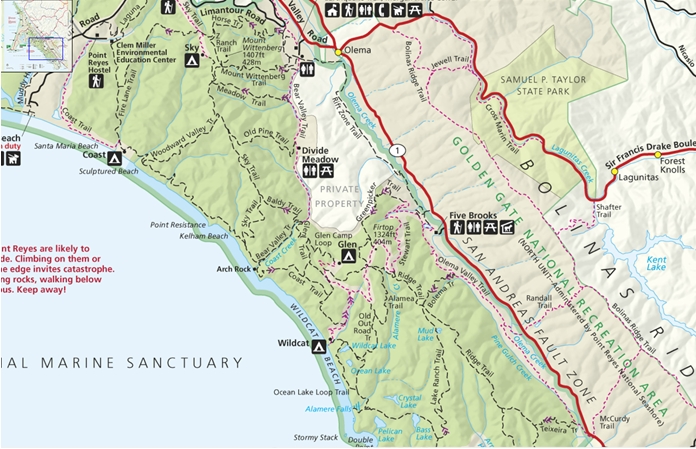 The Eventless Planner Backpacking - Map Of Point Reyes