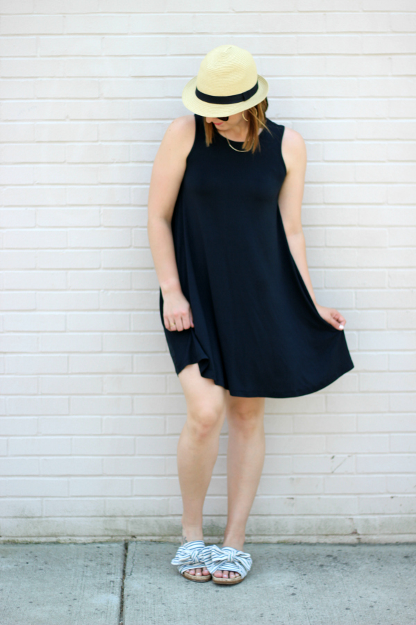 aventura, little black dress, how to style a swing dress, eco friendly fashion