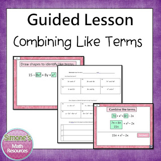 https://www.teacherspayteachers.com/Product/Combining-Like-Terms-Guided-Lesson-6EE3-296810