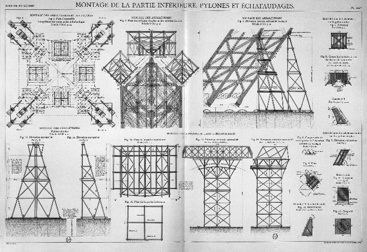 Чертеж эйфелевой башни с размерами