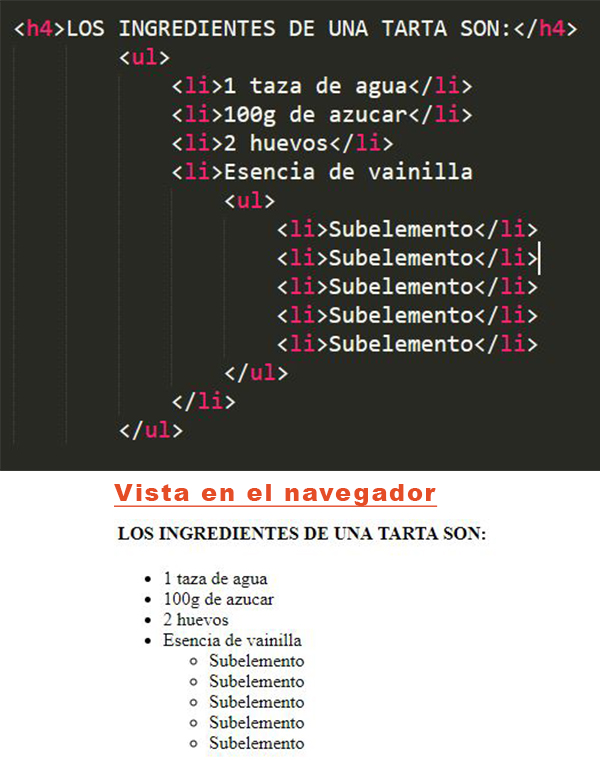Listas numeradas y listas desordenadas en HTML5