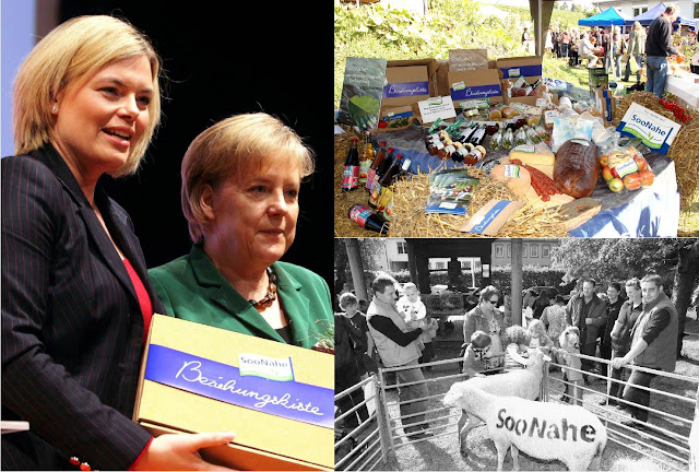 Die "SooNahe Beziehungskiste" kommt weit rum: Julia Klöckner, Vorsitzende der CDU Rheinland-Pfalz, und Bundeskanzlerin Angela Merkel. SooNahe Heimatküche