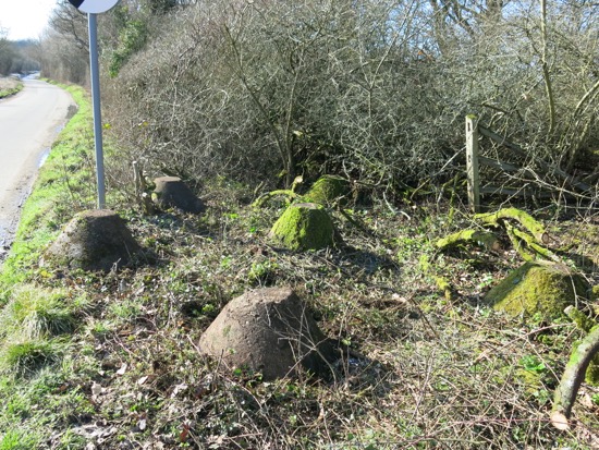 Photograph of the tank traps along Bradmore Lane, Brookmans Park. Image from Peter Miller