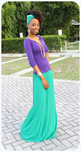 MY STYLE: Pleated Green Maxi Skirt ~ SHADES N STYLES