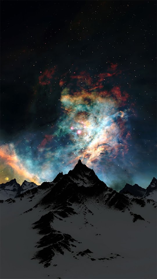Nebula Over Mountain Abstract Space  Galaxy Note HD Wallpaper Nebula Over Mountain Abstract Space  Galaxy Note HD Wallpaper
