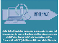 Llista definitiva de les persones admeses i excloses del procés selectiu per contractar un/a tècnic/a en consum de l’Oficina Comarcal d’Informació i Atenció al Consumidor (OCIC) del Consell Comarcal del Gironès