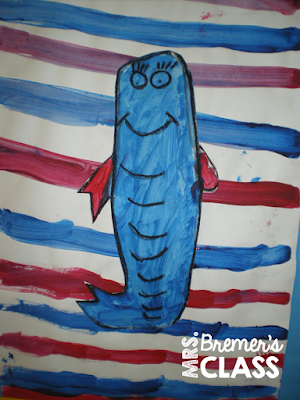 Dr. Seuss One Fish Two Fish art lesson for Kindergarten