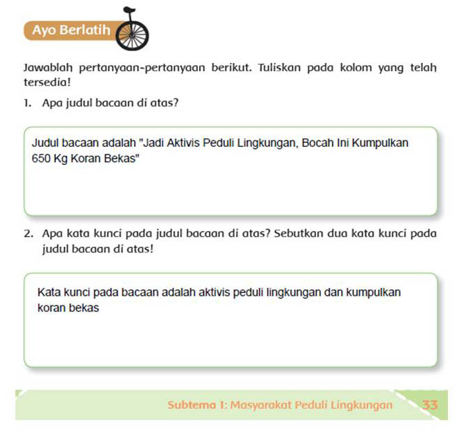 Poster Judul Dengan Kata Kunci Halaman 29 34 Kelas 6 Tema 6