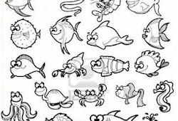 Tus Dibujos Dibujo De Varios Peces Y Animales Marinos Para