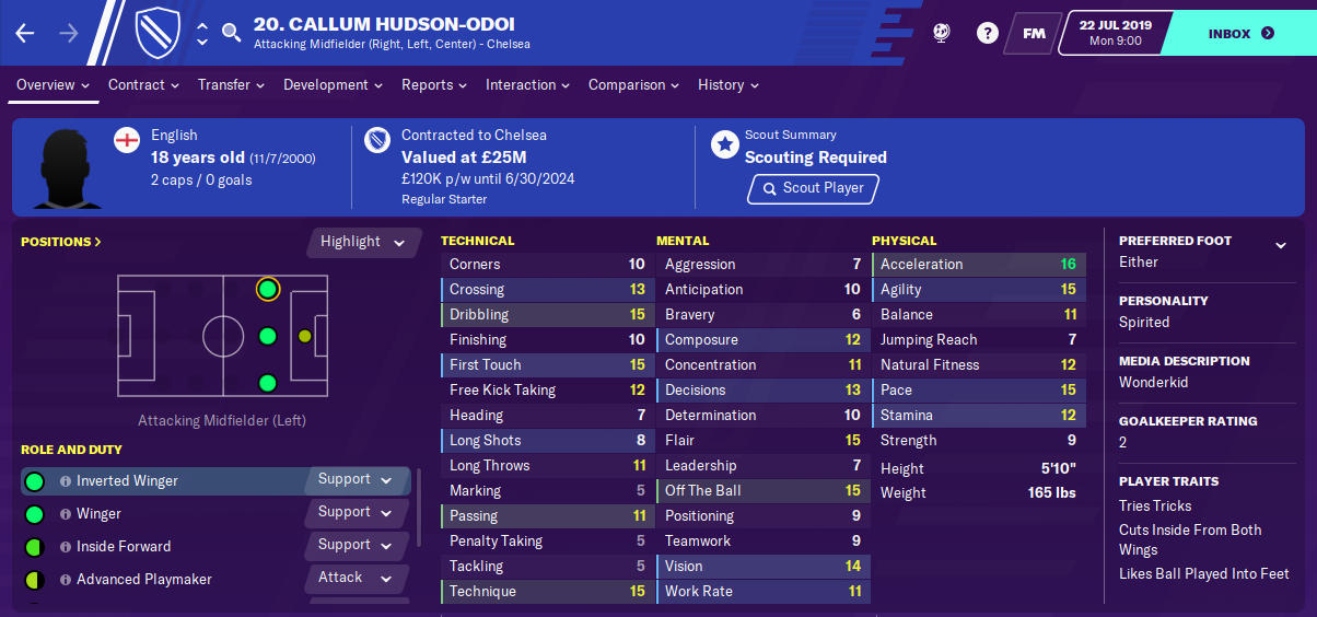 Callum Hudson-Odoi: Starting Attributes in FM2020 Callum Hudson-Odoi: Starting Attributes in FM2020