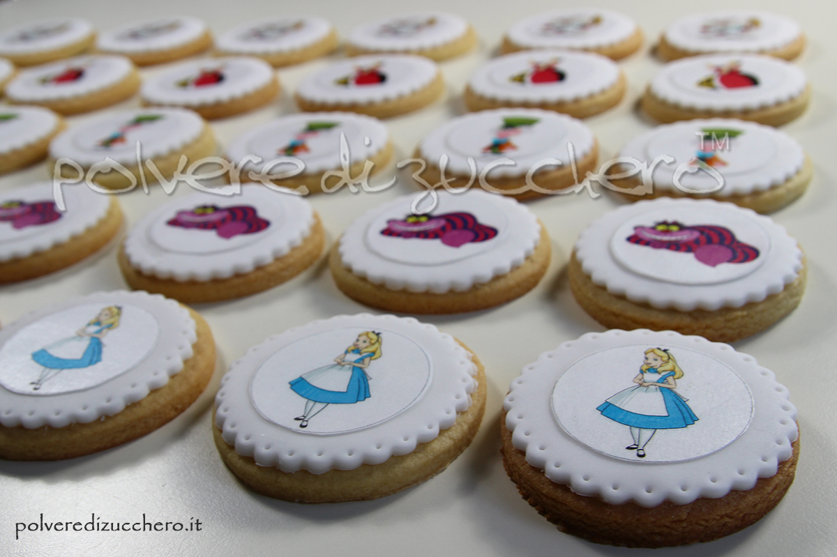 Biscotti decorati in pasta di zucchero di Alice nel paese delle