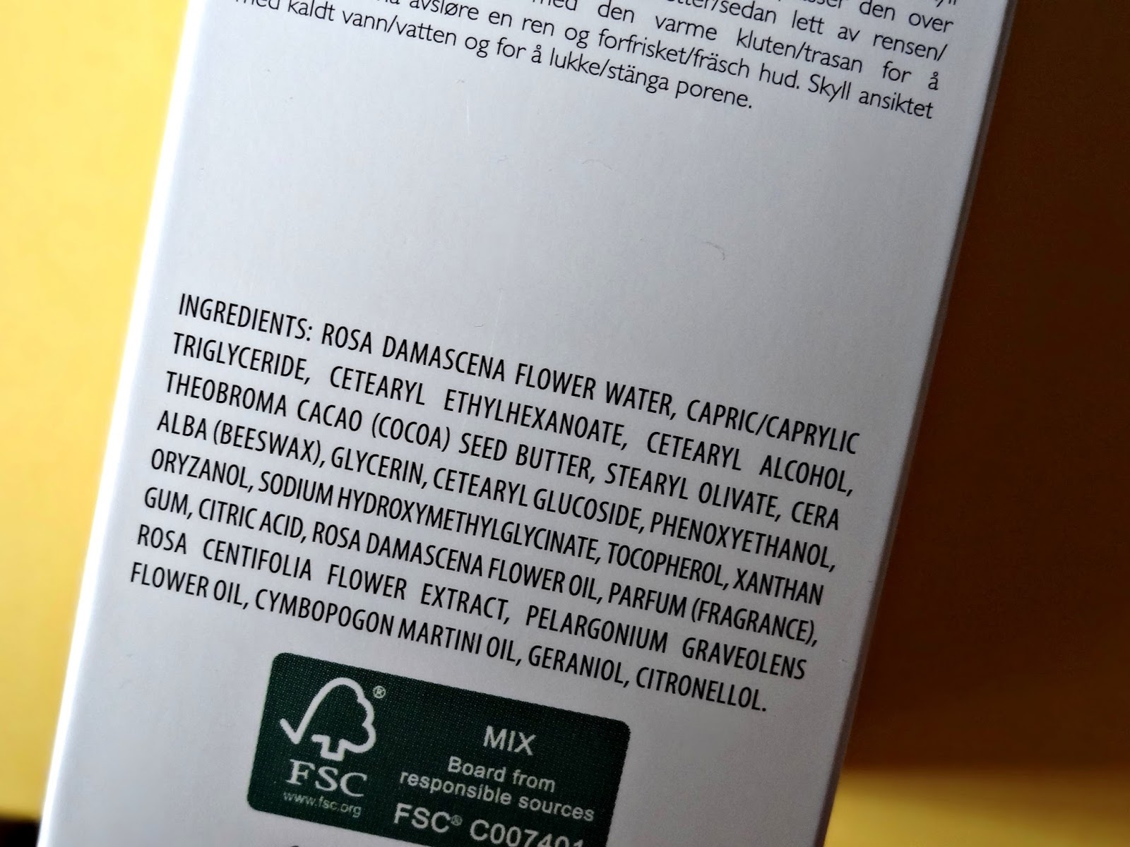 REN Rosa Centifolia Hot Cloth Cleanser Ingredients